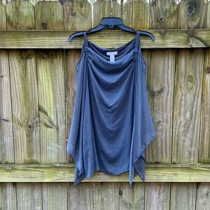KENAR Gun Metal Cold Shoulder Chiffon Top size Medium